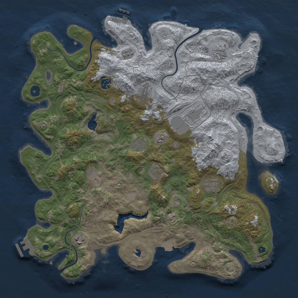 Rust Map: Procedural Map, Size: 4250, Seed: 100101, 16 Monuments