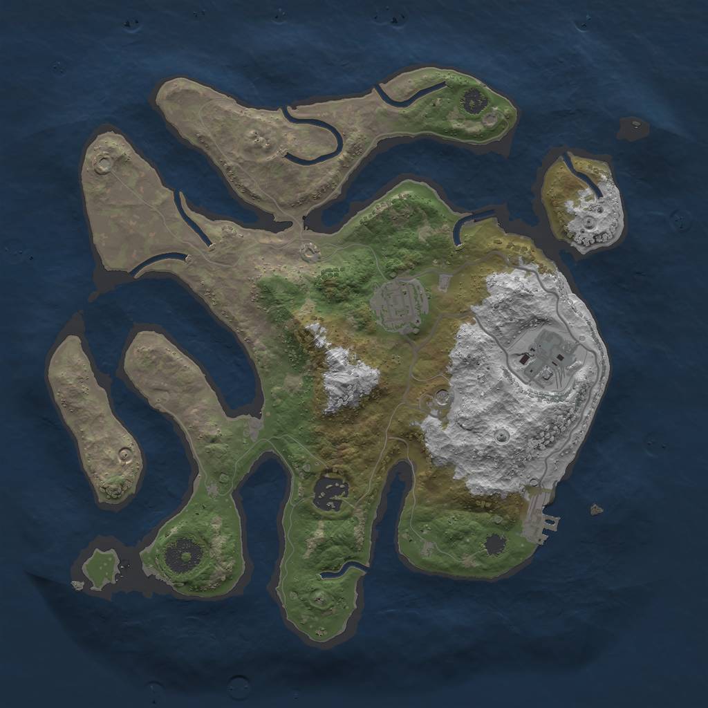 Rust Map: Procedural Map, Size: 3000, Seed: 48688033, 7 Monuments