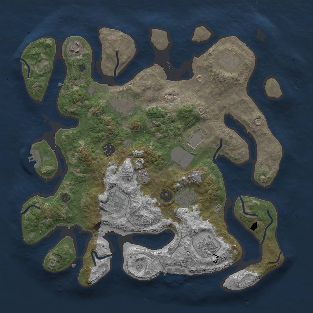 Rust Map: Procedural Map, Size: 3750, Seed: 1469984360, 14 Monuments