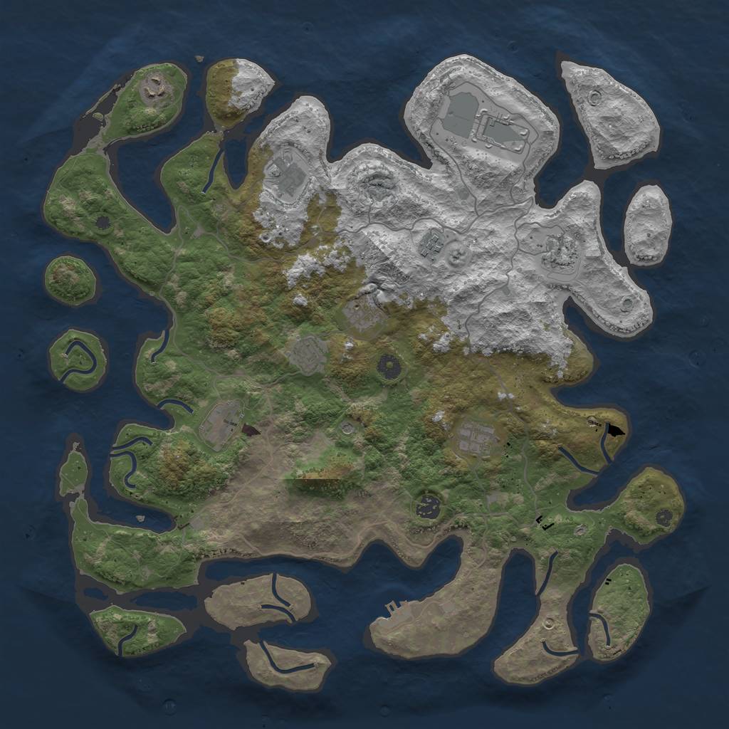 Rust Map: Procedural Map, Size: 4500, Seed: 516546, 14 Monuments