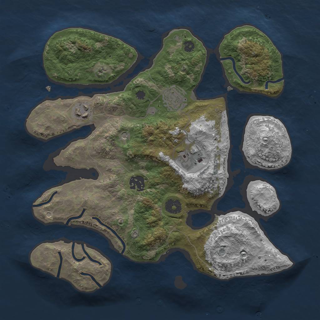 Rust Map: Procedural Map, Size: 3000, Seed: 1354679764, 7 Monuments