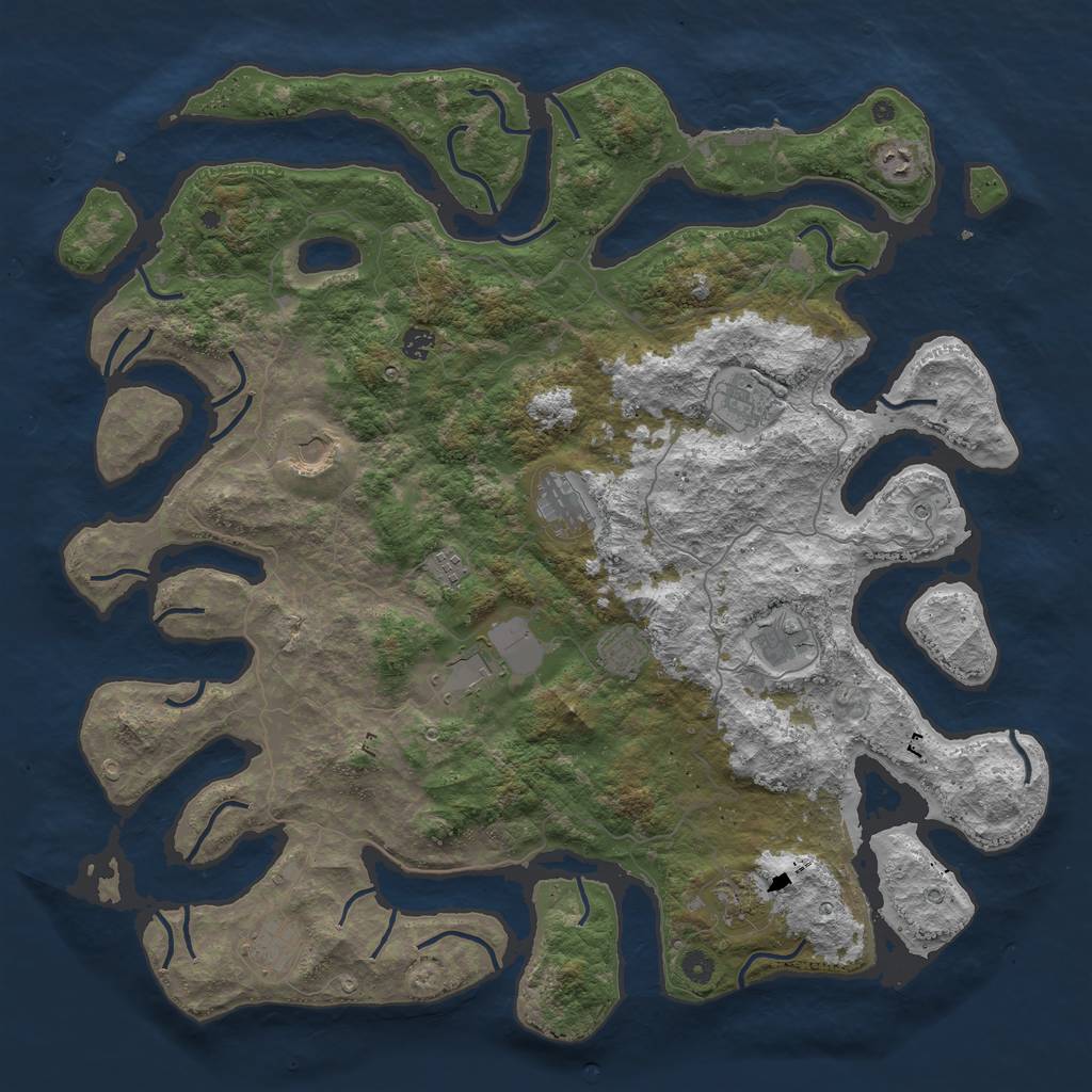 Rust Map: Procedural Map, Size: 5000, Seed: 1179218630, 15 Monuments