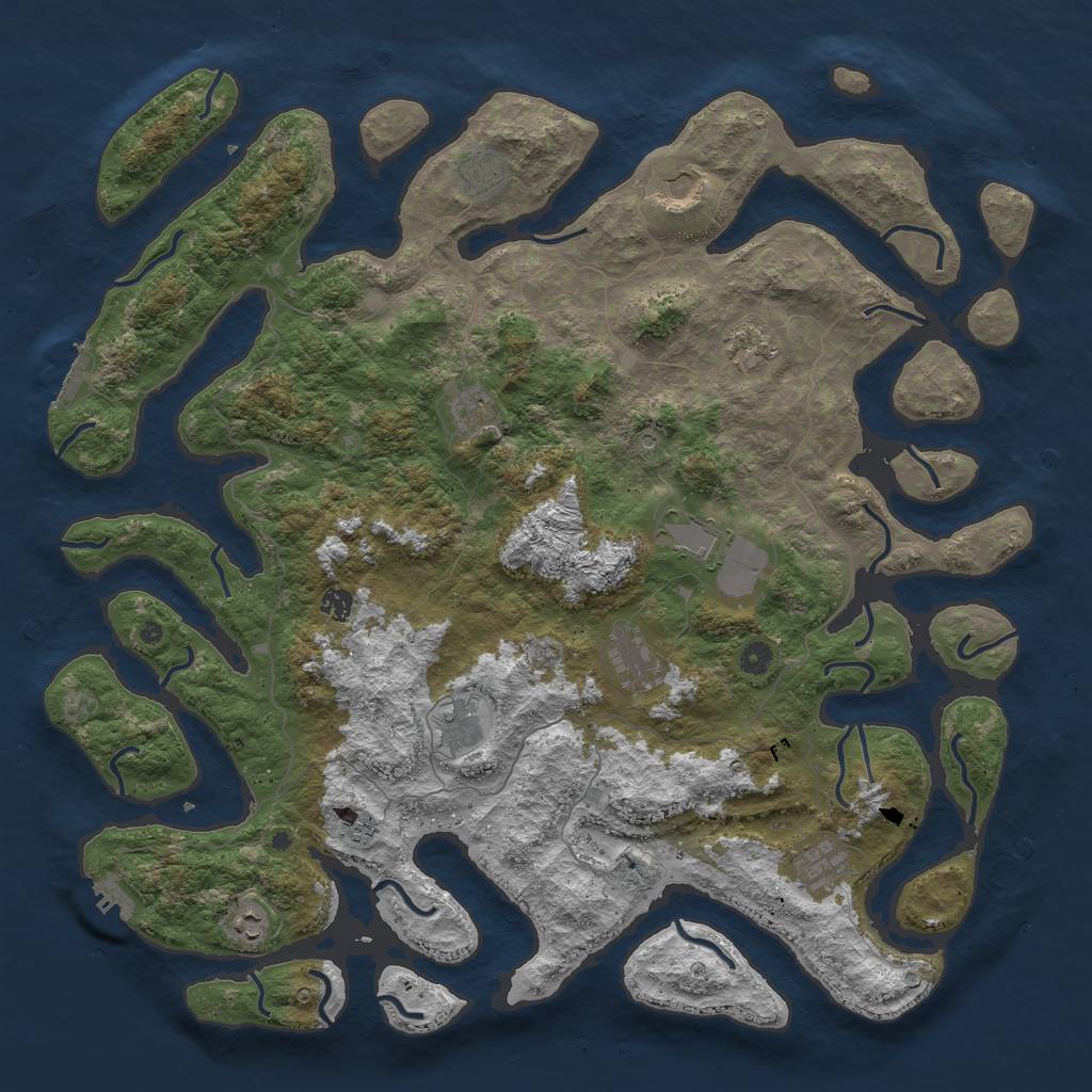 Rust Map: Procedural Map, Size: 5000, Seed: 3877734, 16 Monuments