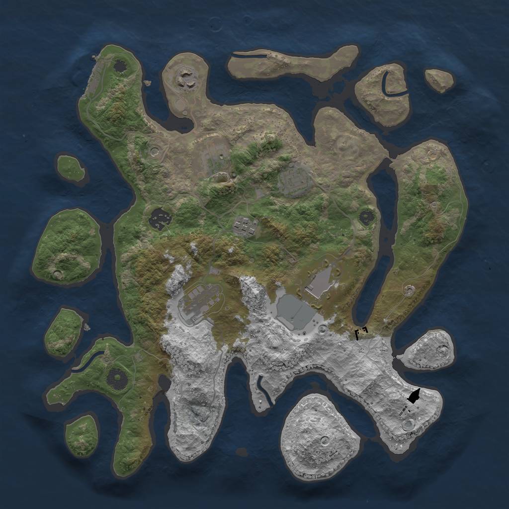 Rust Map: Procedural Map, Size: 3600, Seed: 1126594378, 11 Monuments