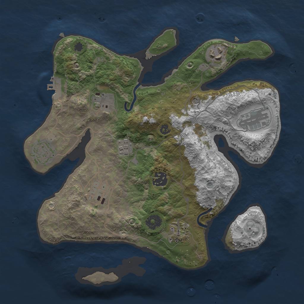 Rust Map: Procedural Map, Size: 3000, Seed: 2301, 12 Monuments