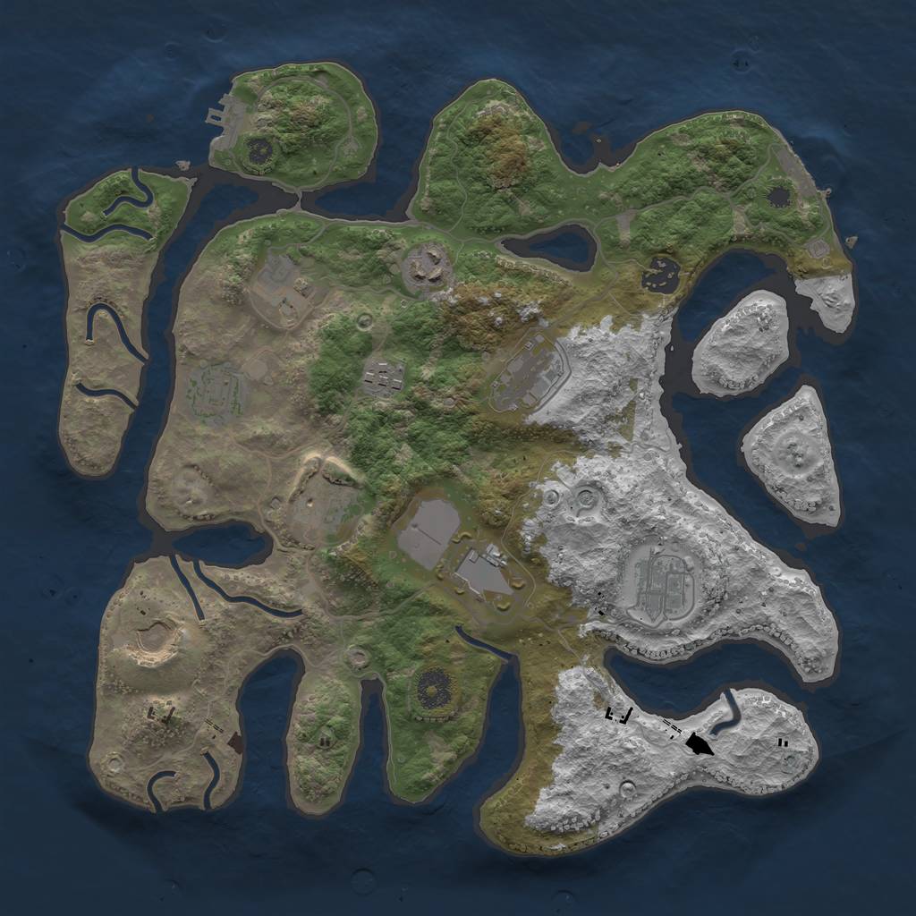 Rust Map: Procedural Map, Size: 3600, Seed: 1375127173, 15 Monuments