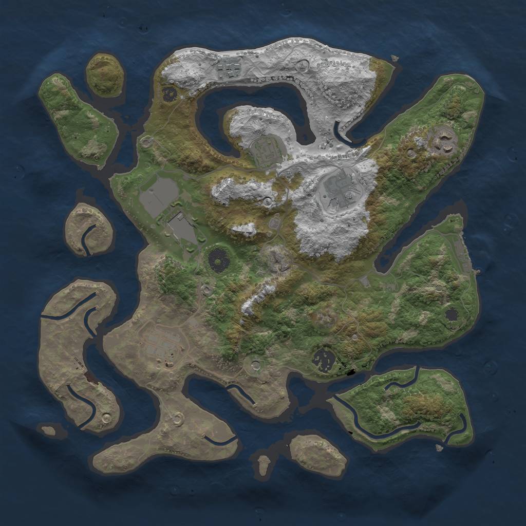 Rust Map: Procedural Map, Size: 3500, Seed: 8523697, 11 Monuments