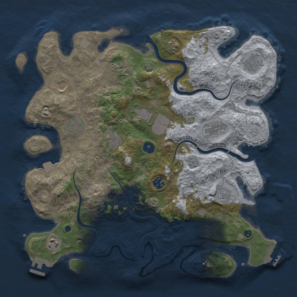 Rust Map: Procedural Map, Size: 3900, Seed: 21871110, 17 Monuments