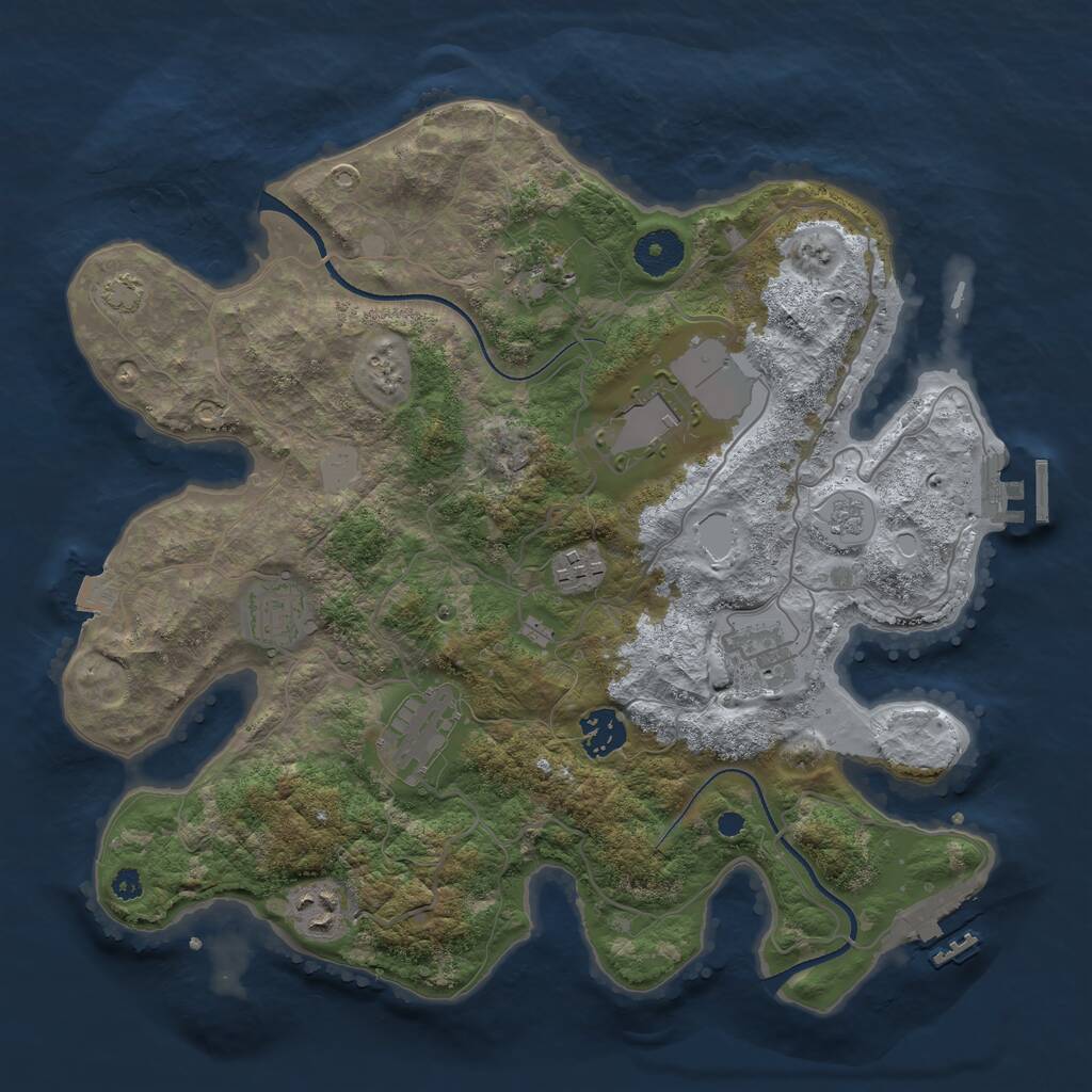 Rust Map: Procedural Map, Size: 3500, Seed: 99502, 13 Monuments