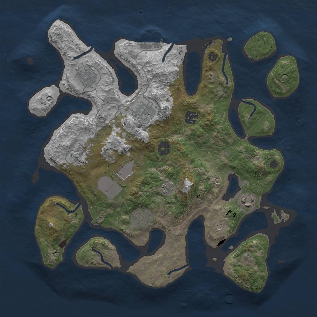 Rust Map: Procedural Map, Size: 3500, Seed: 1136993579, 12 Monuments
