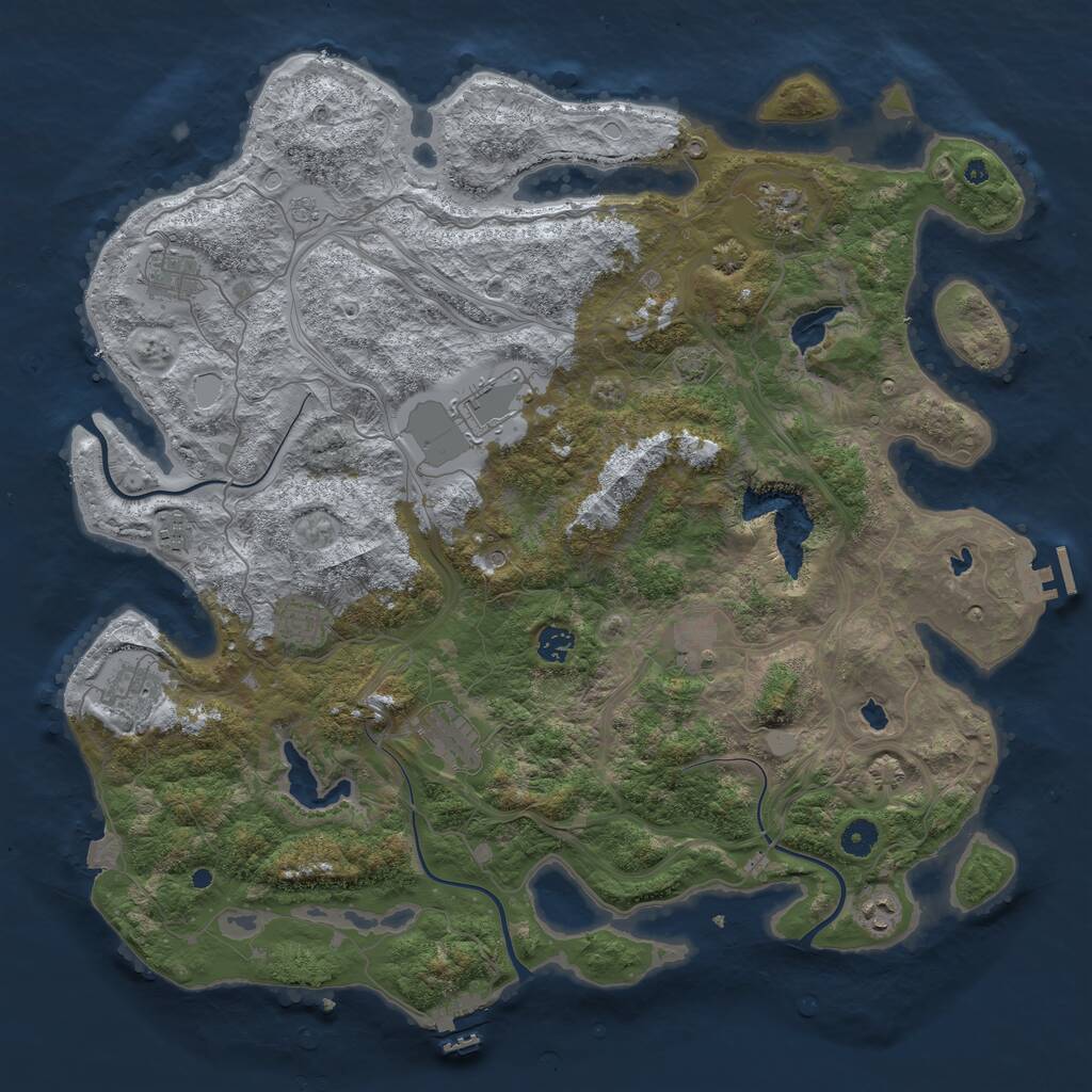 Rust Map: Procedural Map, Size: 4500, Seed: 1290627650, 16 Monuments