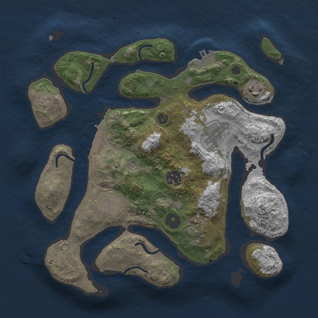 Rust Map: Procedural Map, Size: 3100, Seed: 644123, 10 Monuments