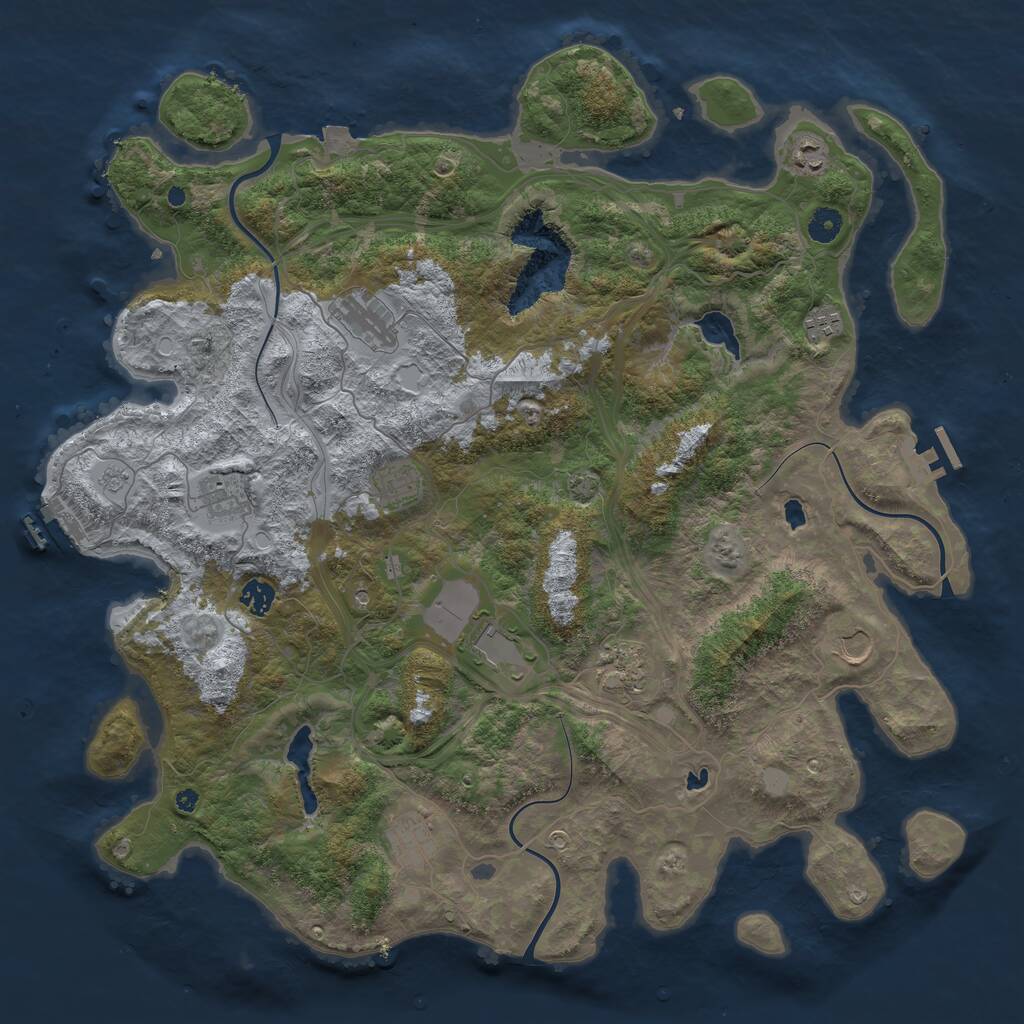 Rust Map: Procedural Map, Size: 4500, Seed: 547809620, 16 Monuments