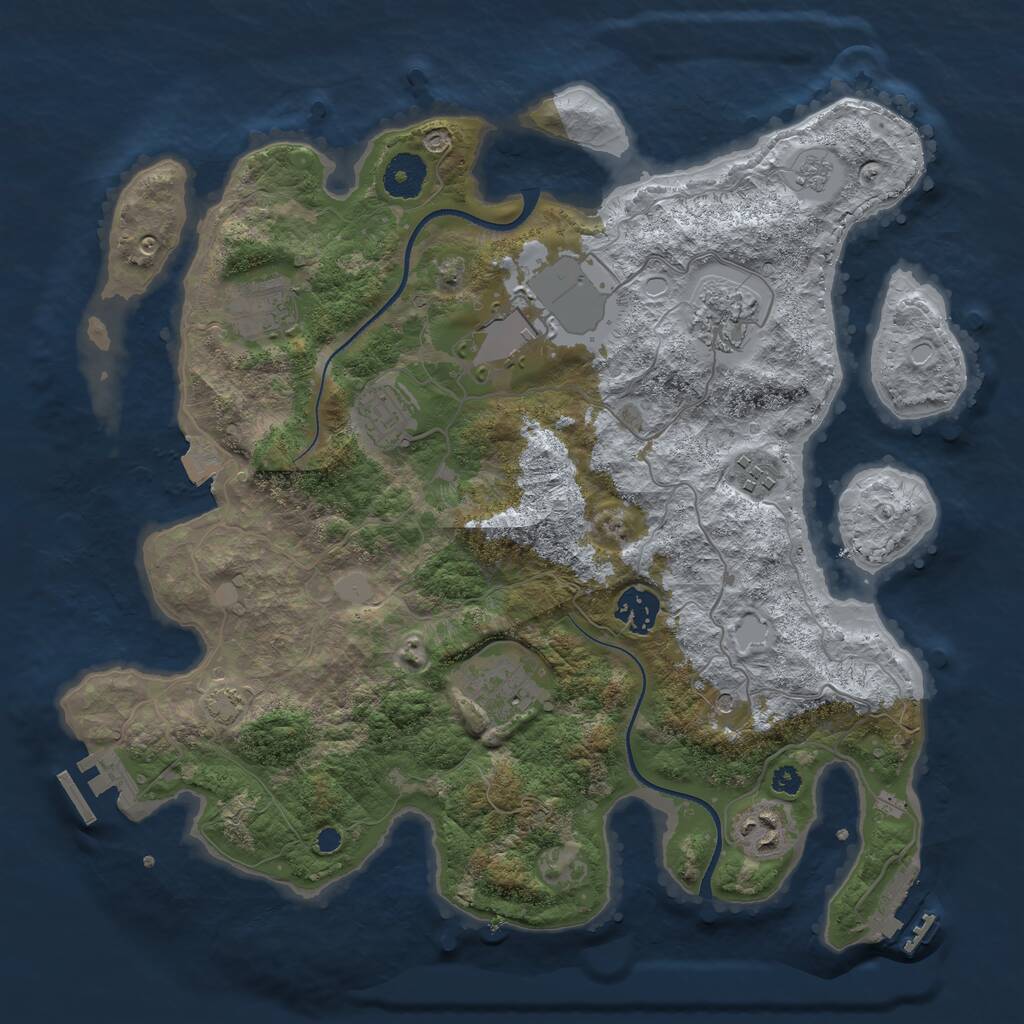 Rust Map: Procedural Map, Size: 3500, Seed: 43214669, 14 Monuments