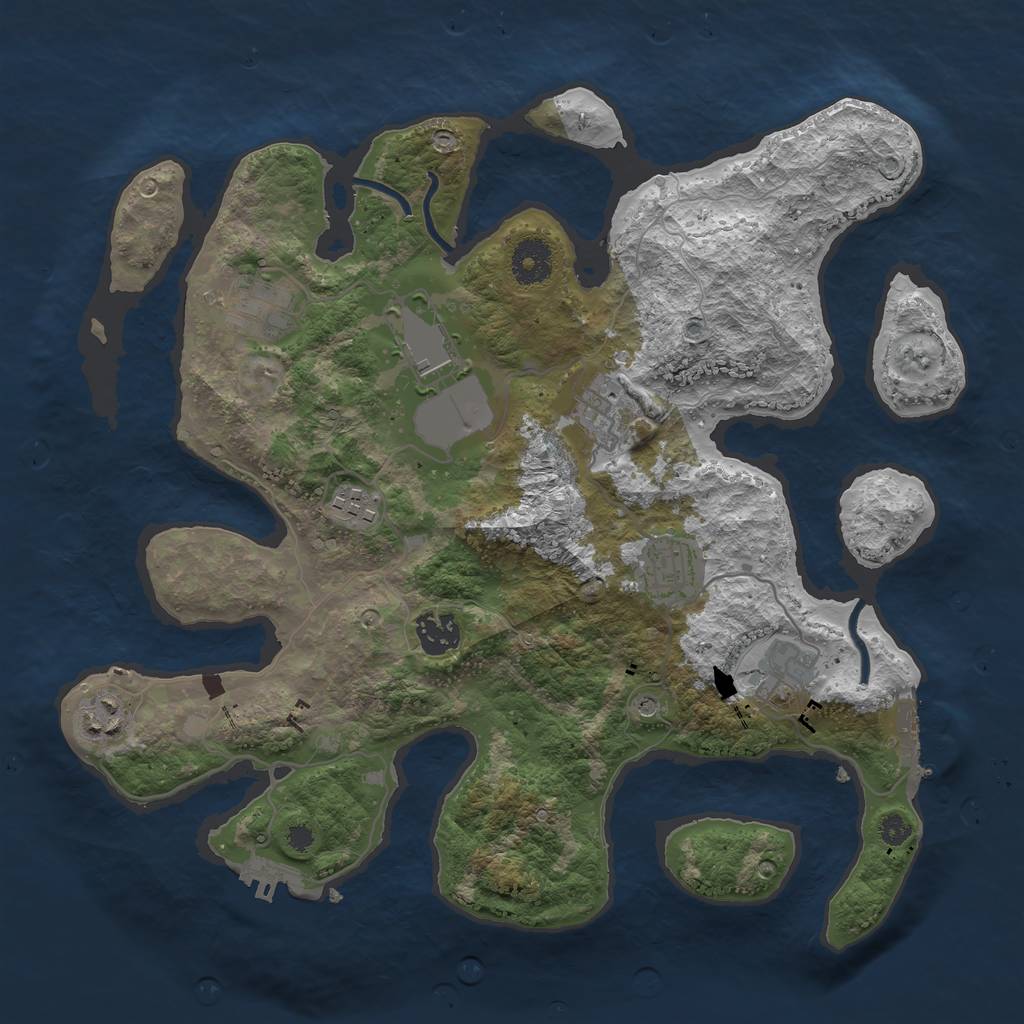 Rust Map: Procedural Map, Size: 3500, Seed: 43214669, 13 Monuments