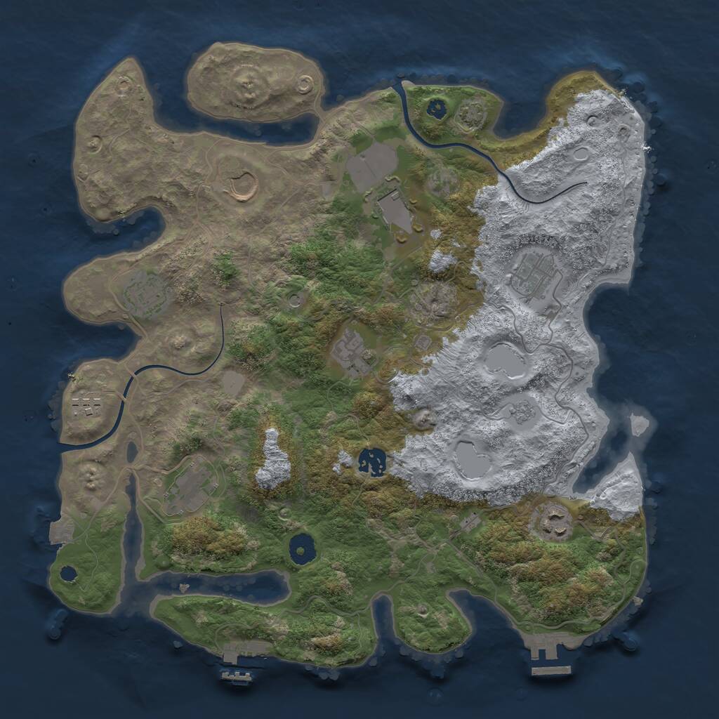 Rust Map: Procedural Map, Size: 3700, Seed: 1381909251, 15 Monuments