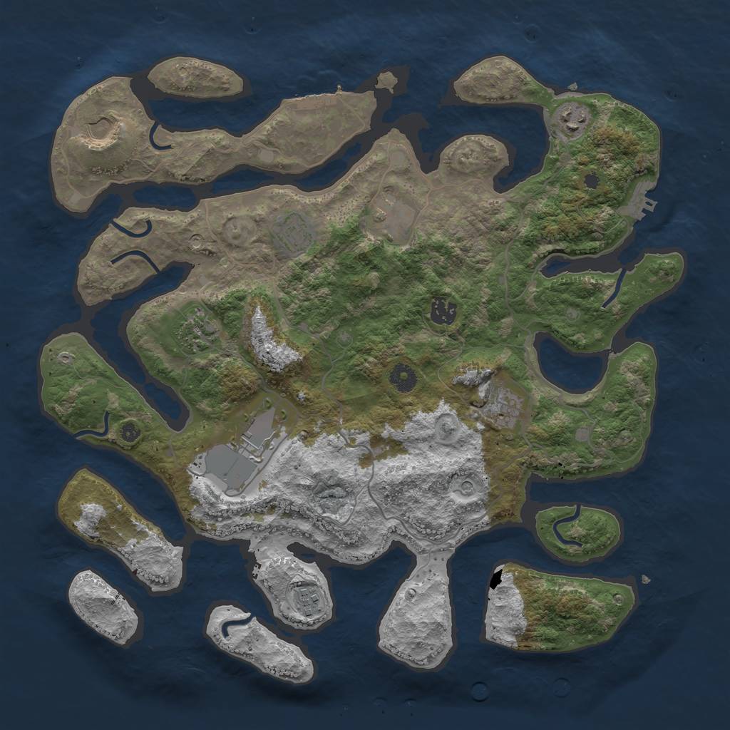 Rust Map: Procedural Map, Size: 4000, Seed: 19832, 14 Monuments