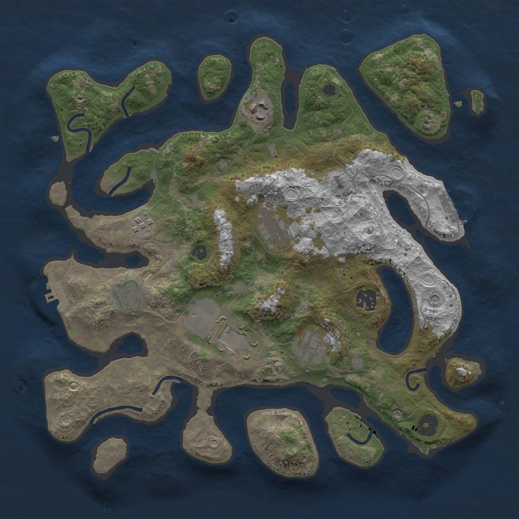 Rust Map: Procedural Map, Size: 3600, Seed: 743432769, 12 Monuments