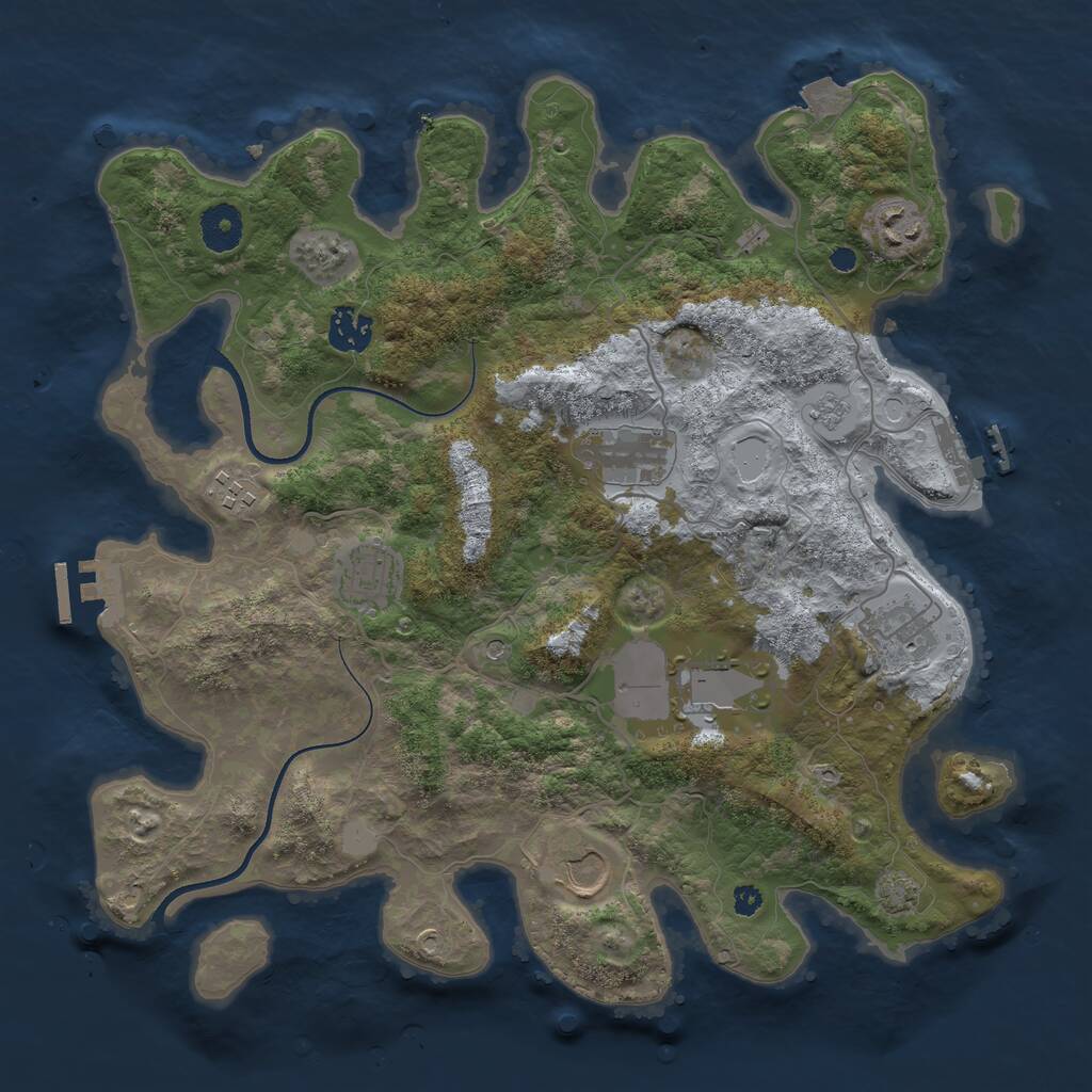 Rust Map: Procedural Map, Size: 3600, Seed: 743432769, 14 Monuments