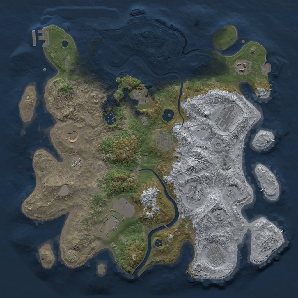 Rust Map: Procedural Map, Size: 3800, Seed: 3031, 16 Monuments