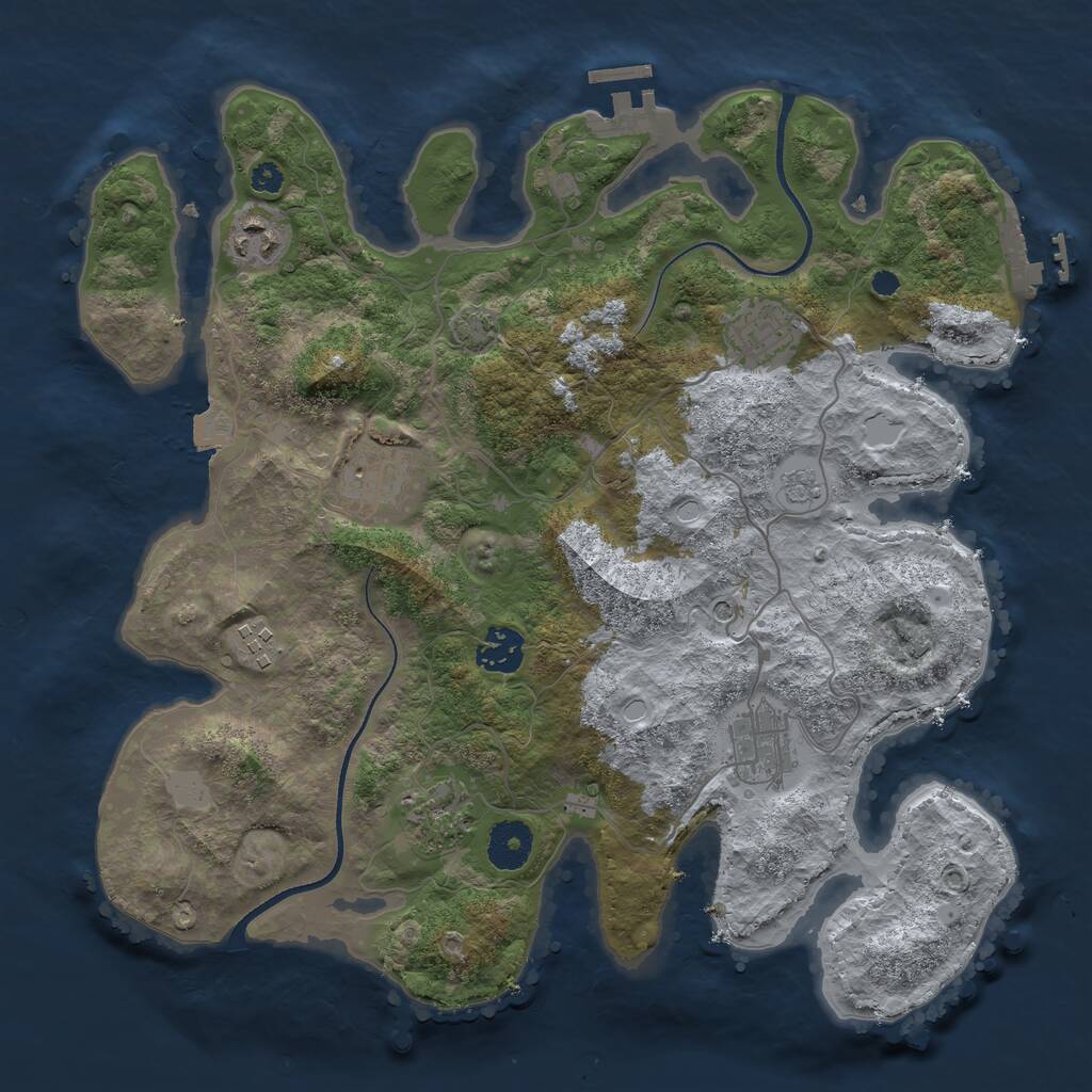 Rust Map: Procedural Map, Size: 3450, Seed: 2204554, 13 Monuments