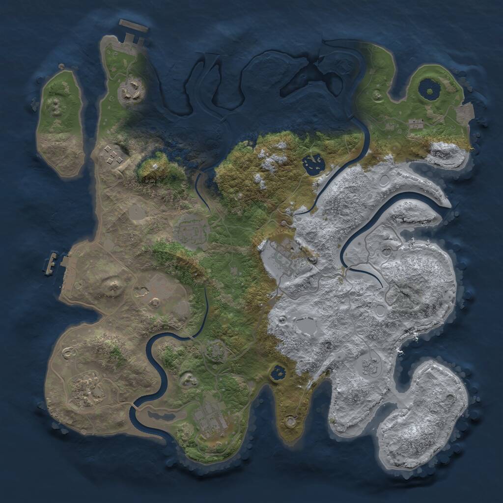 Rust Map: Procedural Map, Size: 3450, Seed: 2204554, 14 Monuments