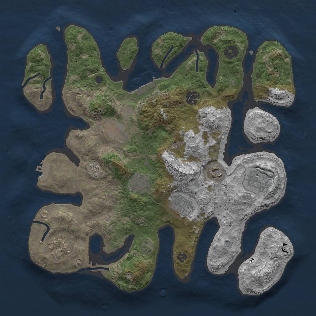 Rust Map: Procedural Map, Size: 3450, Seed: 2204554, 13 Monuments