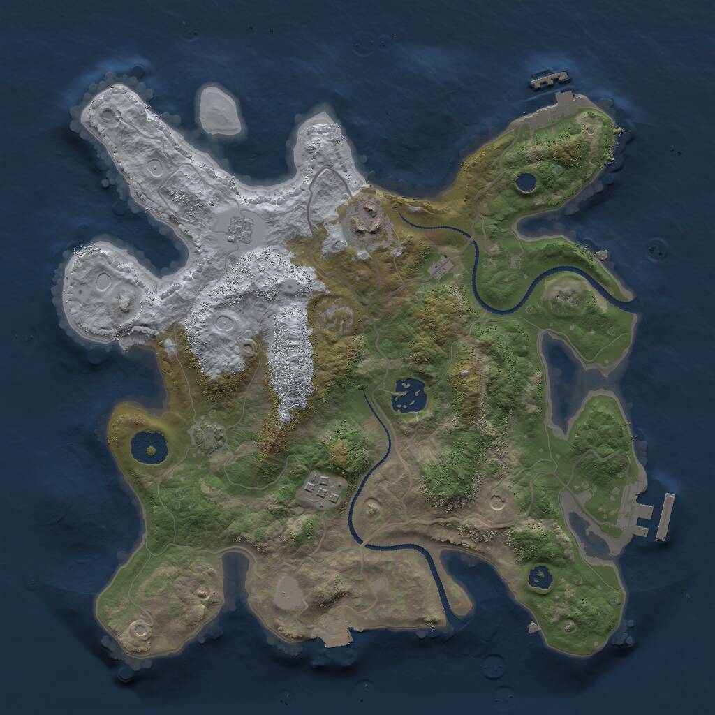 Rust Map: Procedural Map, Size: 3000, Seed: 20630, 9 Monuments