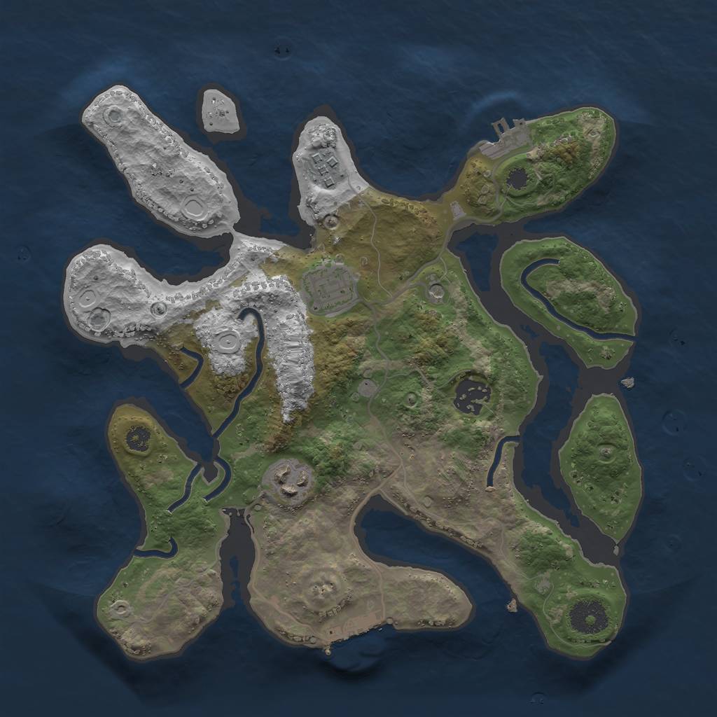 Rust Map: Procedural Map, Size: 3000, Seed: 20630, 9 Monuments