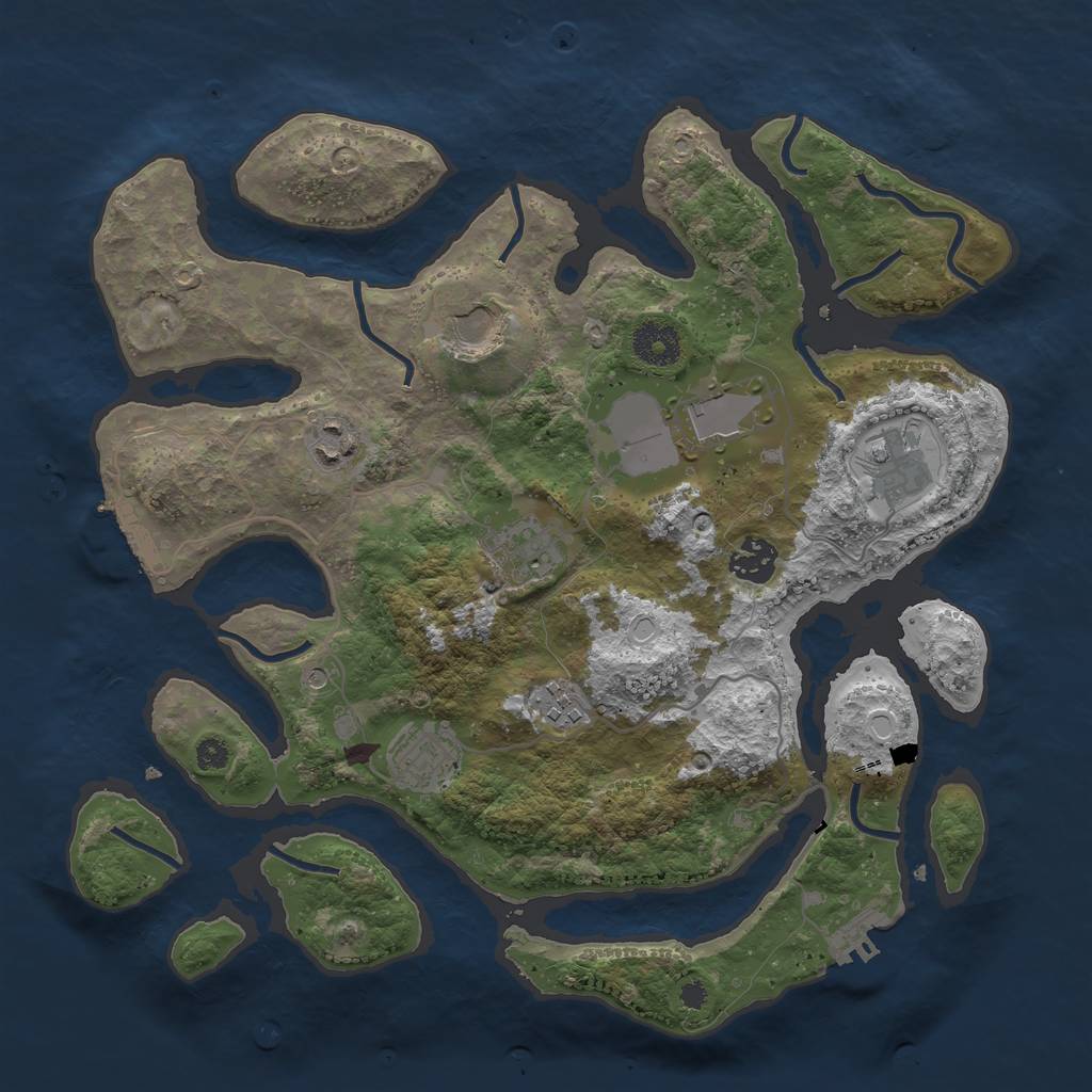 Rust Map: Procedural Map, Size: 3500, Seed: 411904467, 13 Monuments