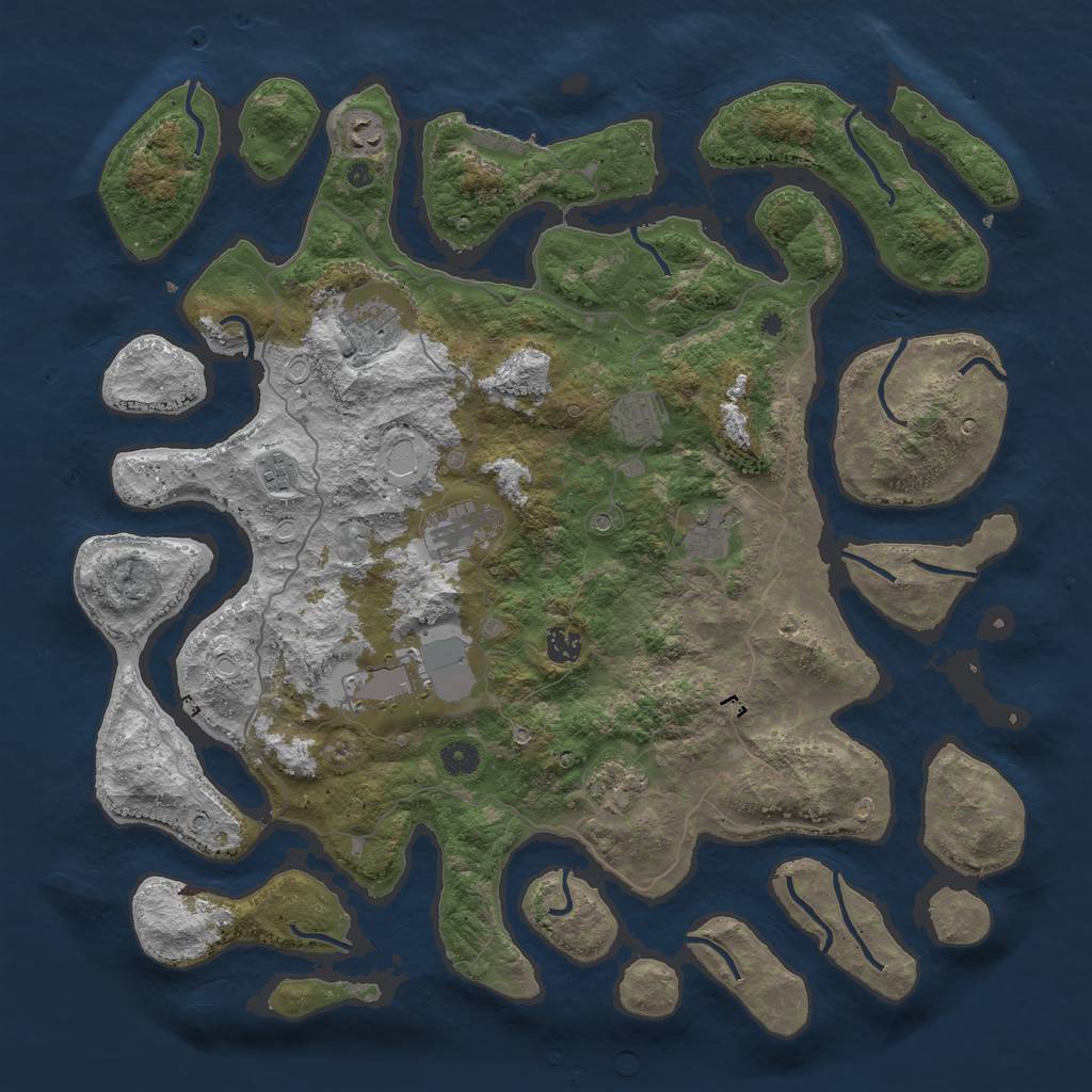 Rust Map: Procedural Map, Size: 4500, Seed: 645425, 13 Monuments