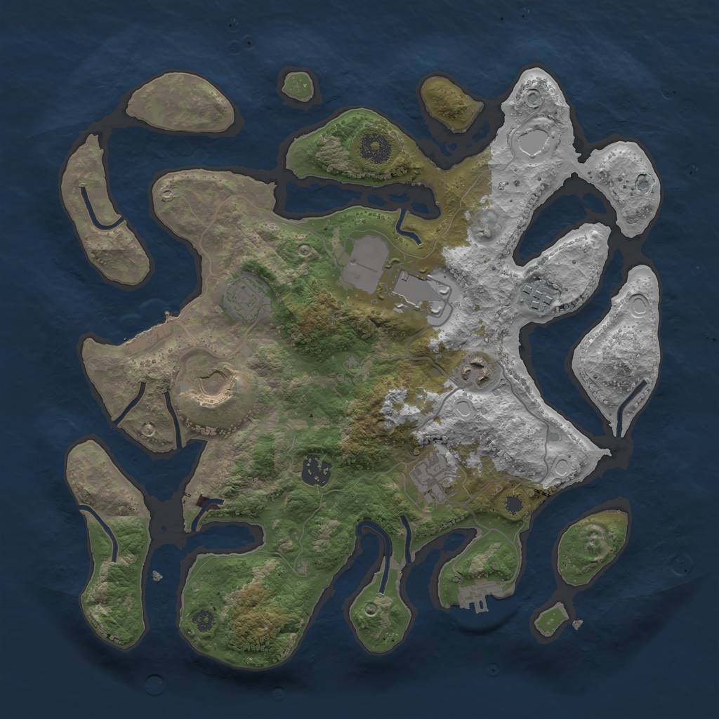 Rust Map: Procedural Map, Size: 3500, Seed: 1577403155, 11 Monuments