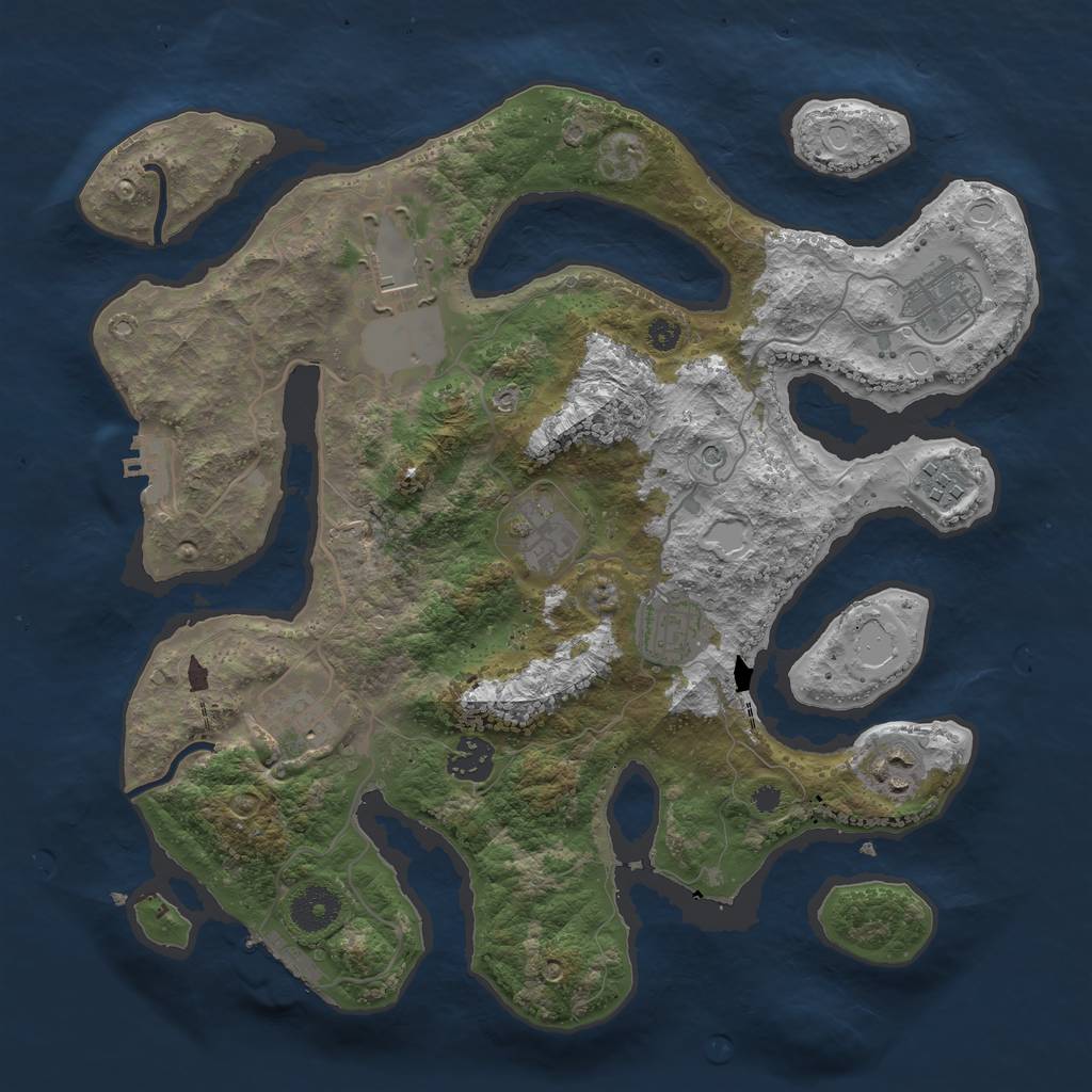 Rust Map: Procedural Map, Size: 3500, Seed: 880633768, 13 Monuments