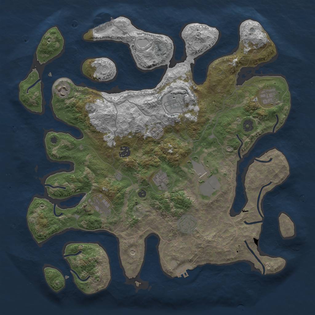 Rust Map: Procedural Map, Size: 4000, Seed: 2118711399, 14 Monuments