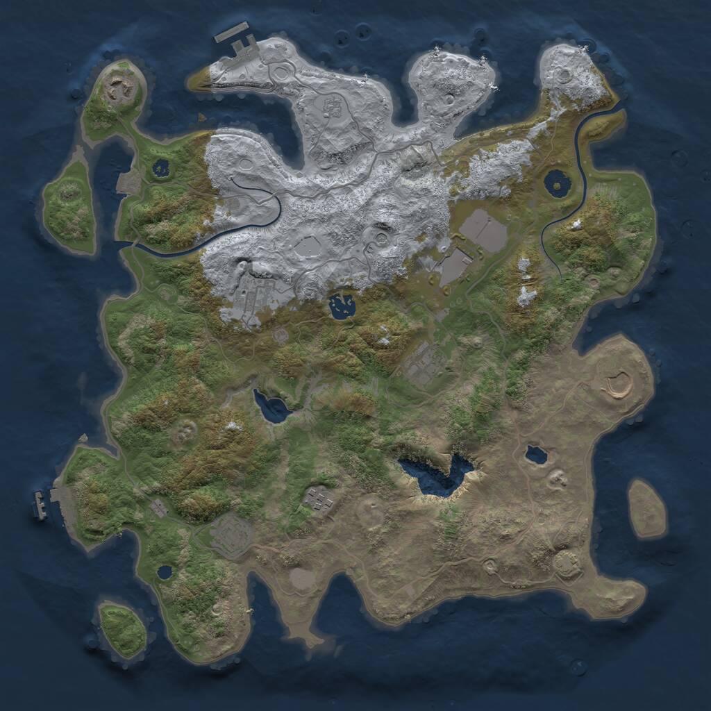 Rust Map: Procedural Map, Size: 4000, Seed: 2118711399, 14 Monuments