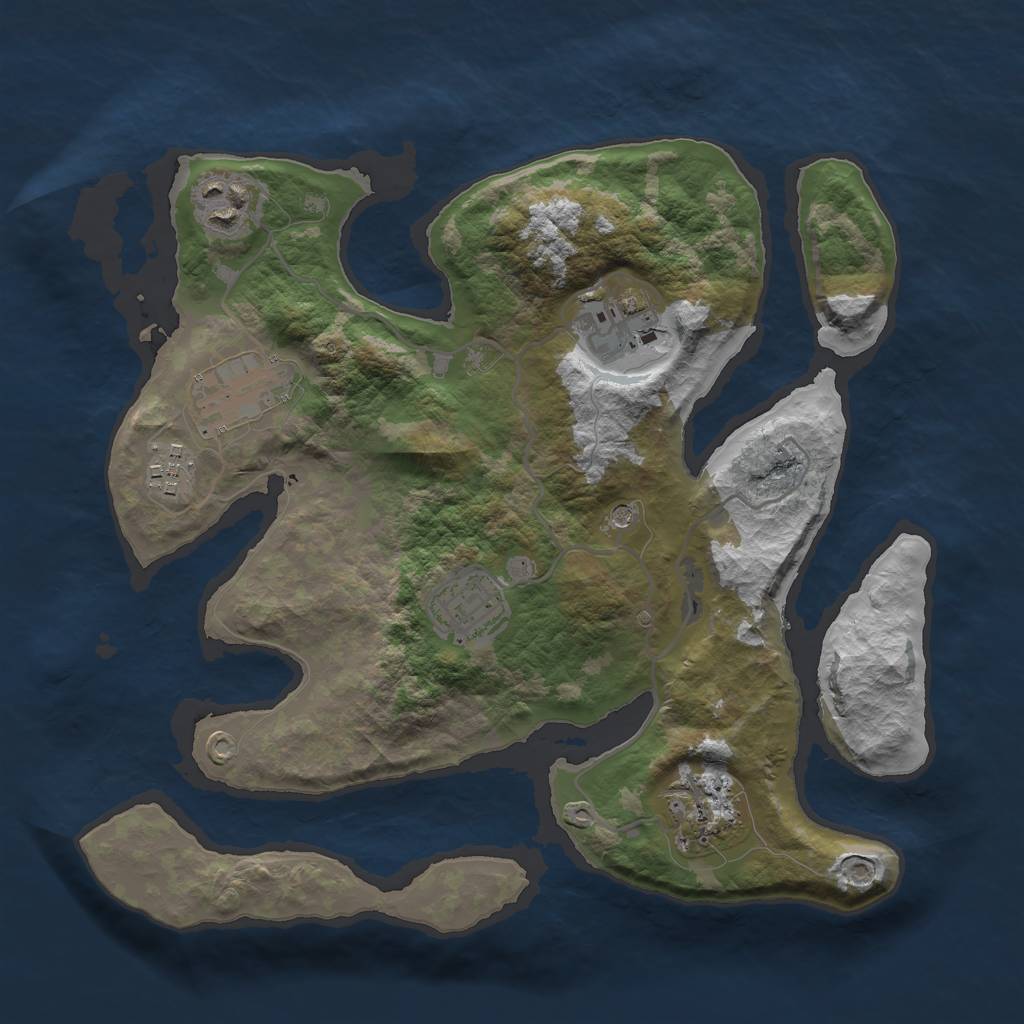 Rust Map: Barren, Size: 3000, Seed: 1689494061, 9 Monuments