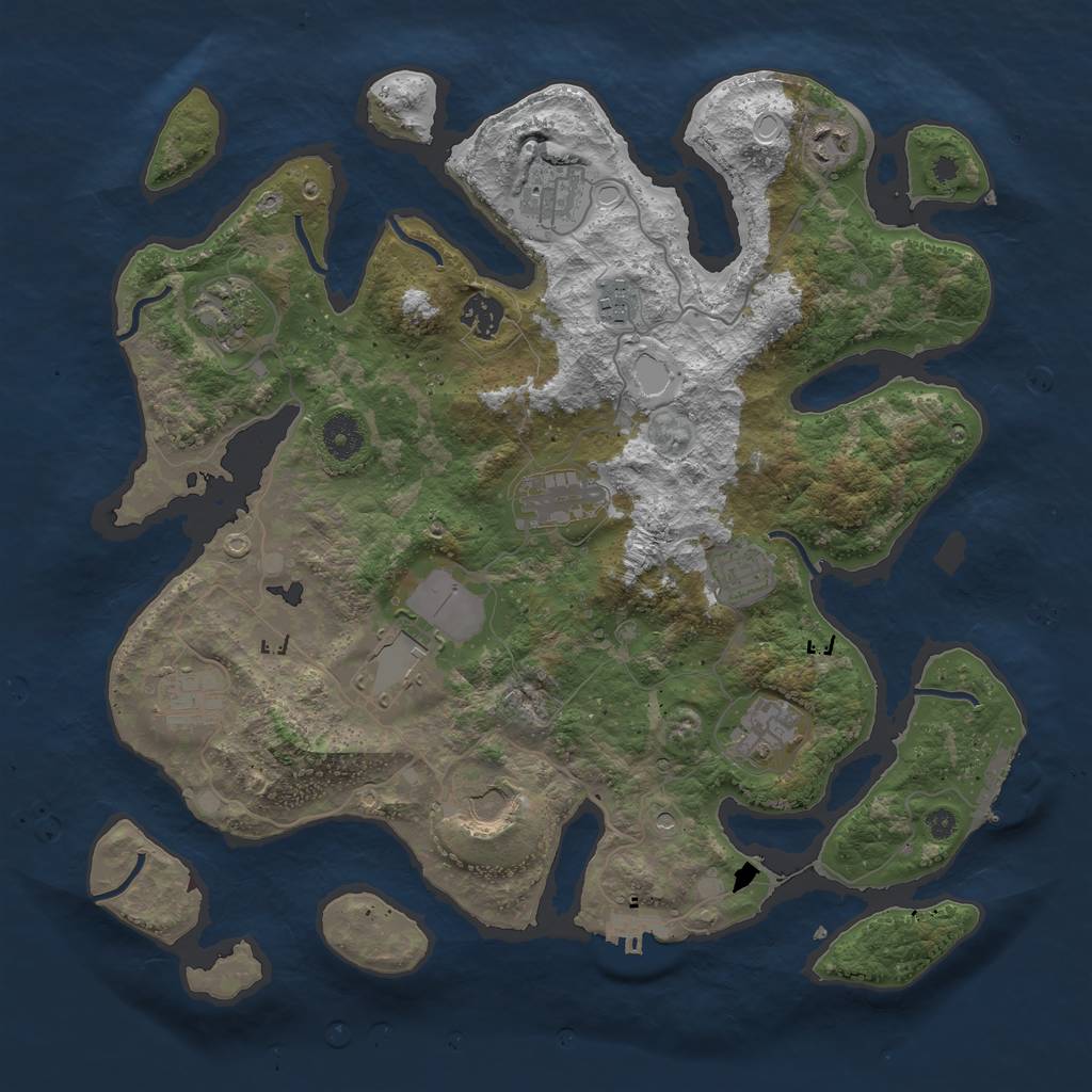 Rust Map: Procedural Map, Size: 3850, Seed: 2075127876, 16 Monuments