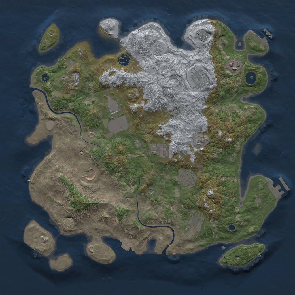 Rust Map: Procedural Map, Size: 3850, Seed: 2075127876, 16 Monuments