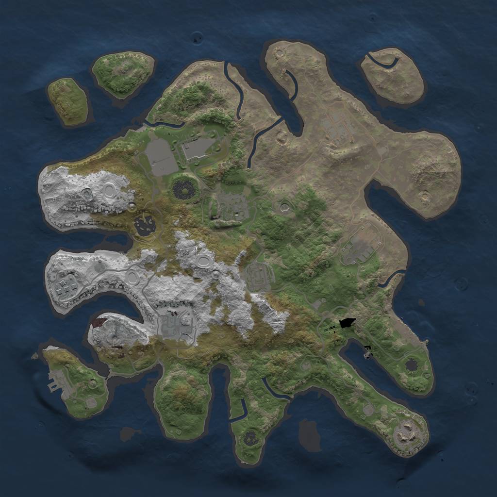 Rust Map: Procedural Map, Size: 3500, Seed: 510316233, 14 Monuments