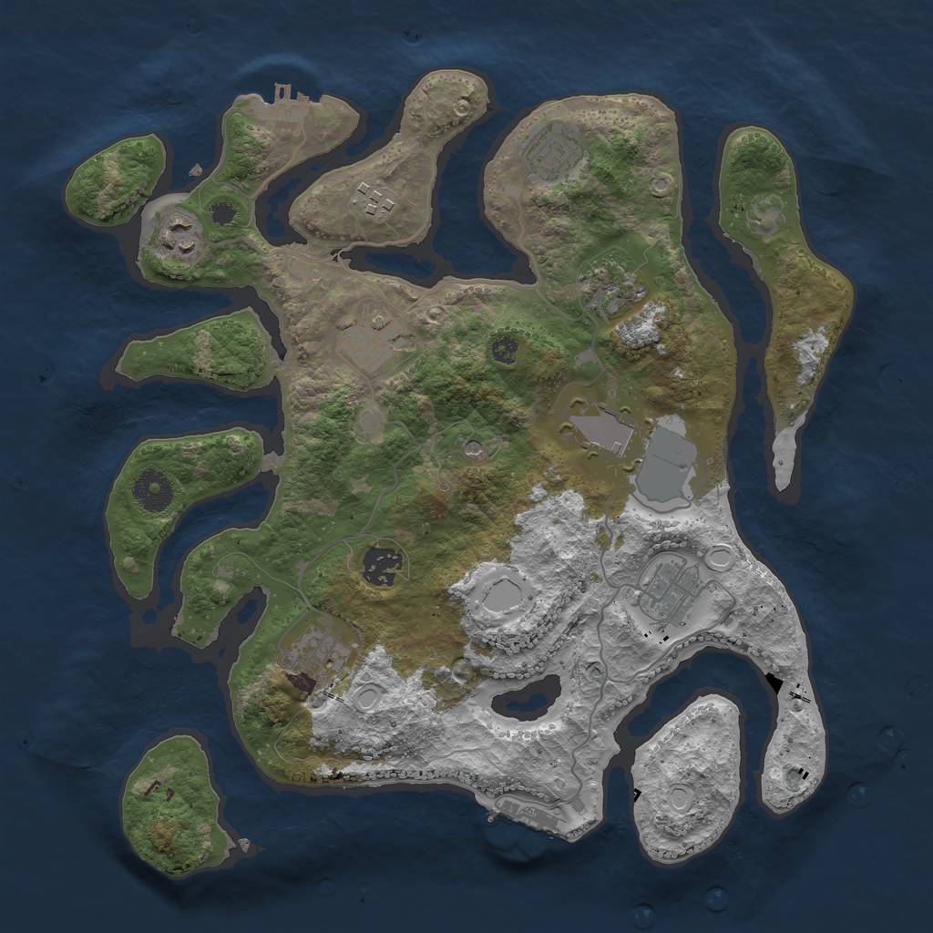 Rust Map: Procedural Map, Size: 3500, Seed: 1757962802, 14 Monuments