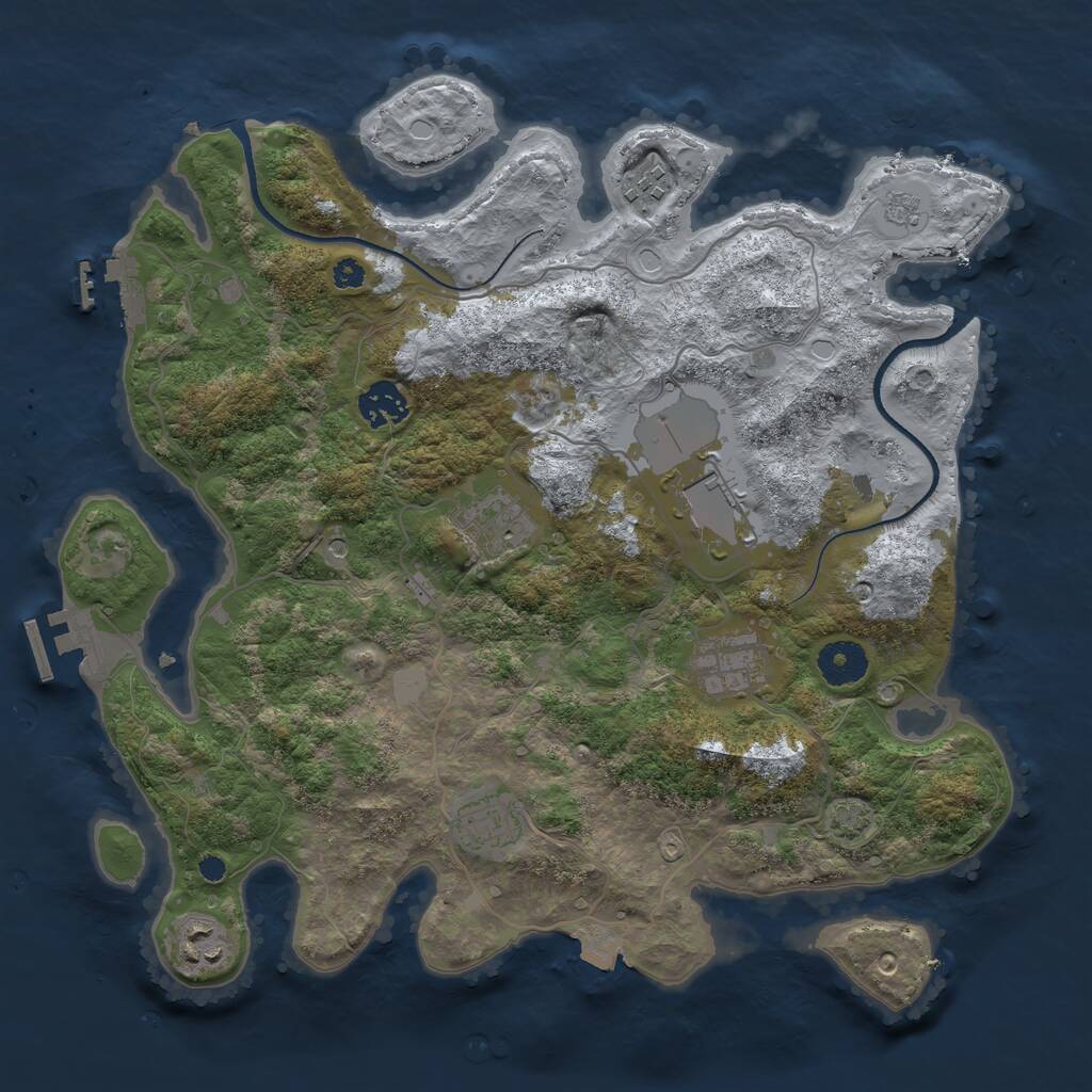 Rust Map: Procedural Map, Size: 3500, Seed: 62263165, 13 Monuments