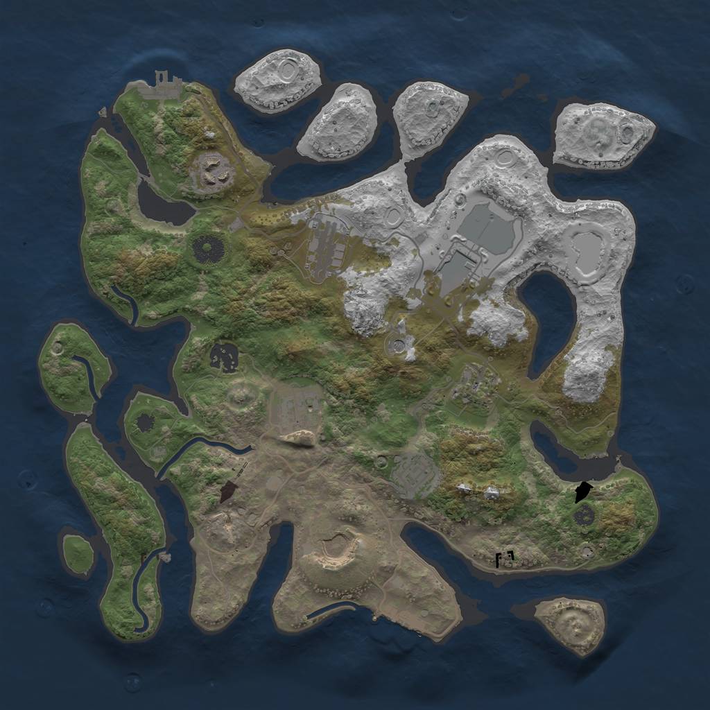 Rust Map: Procedural Map, Size: 3500, Seed: 62263165, 13 Monuments