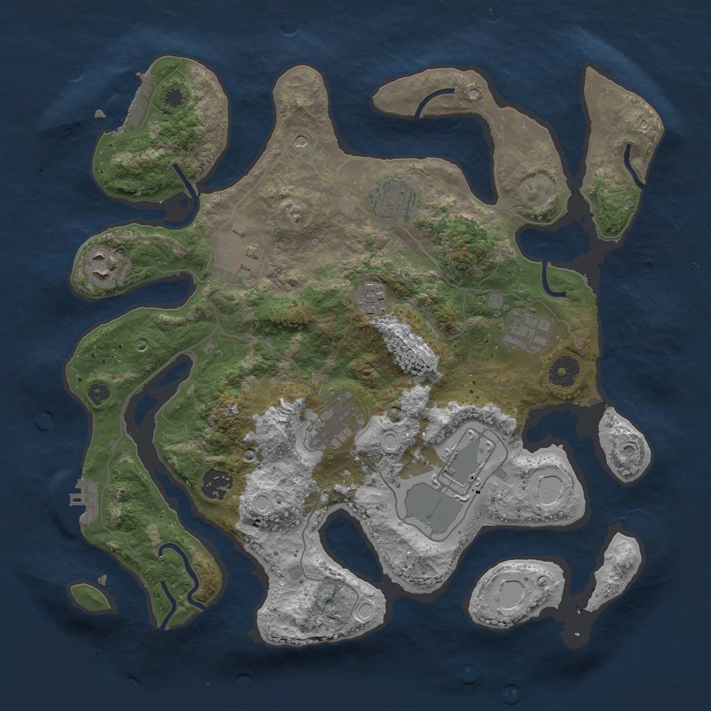 Rust Map: Procedural Map, Size: 3500, Seed: 1481688555, 13 Monuments