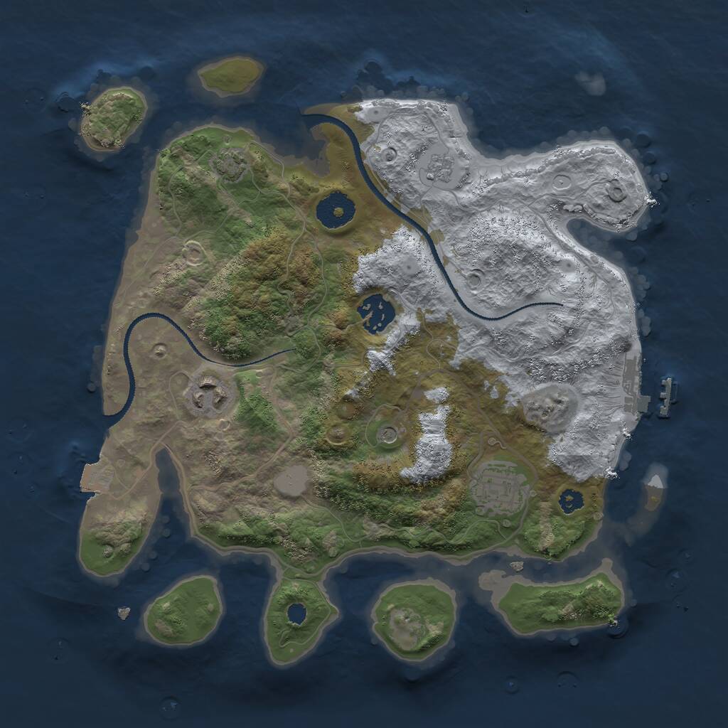 Rust Map: Procedural Map, Size: 3000, Seed: 557469, 8 Monuments