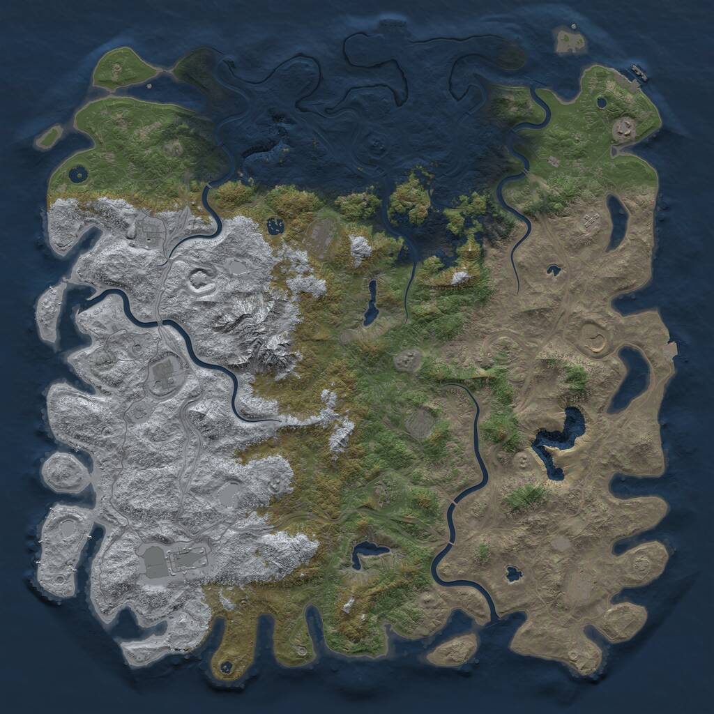 Rust Map: Procedural Map, Size: 6000, Seed: 303571714, 17 Monuments