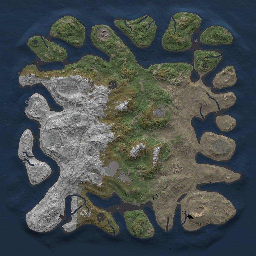Rust Map: Procedural Map, Size: 4500, Seed: 50845611, 14 Monuments
