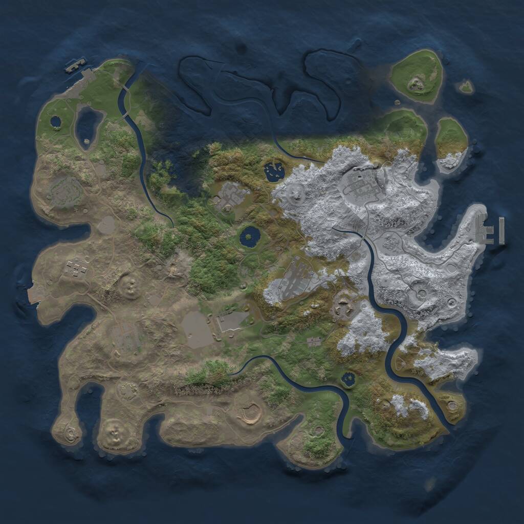 Rust Map: Procedural Map, Size: 3850, Seed: 41307574, 16 Monuments