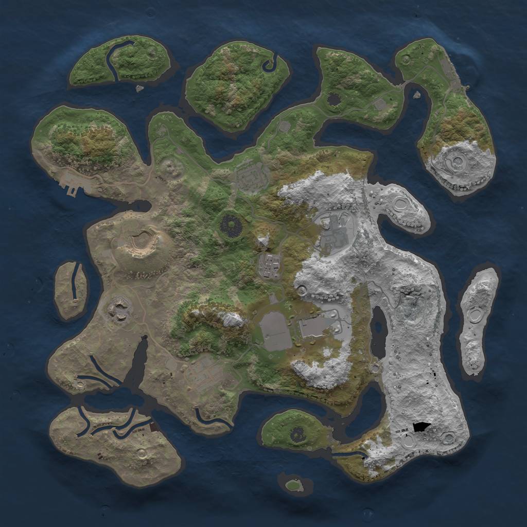 Rust Map: Procedural Map, Size: 3500, Seed: 600398, 12 Monuments