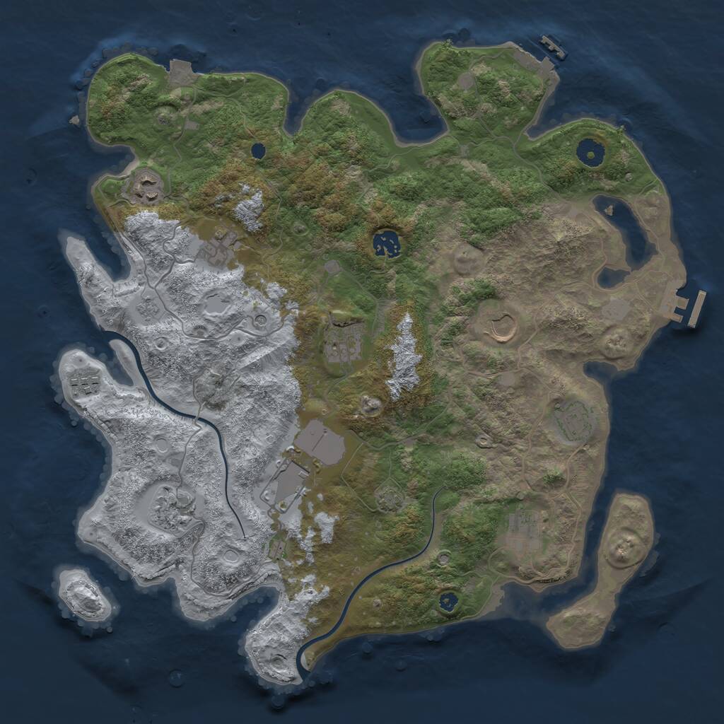Rust Map: Procedural Map, Size: 3900, Seed: 49875, 16 Monuments