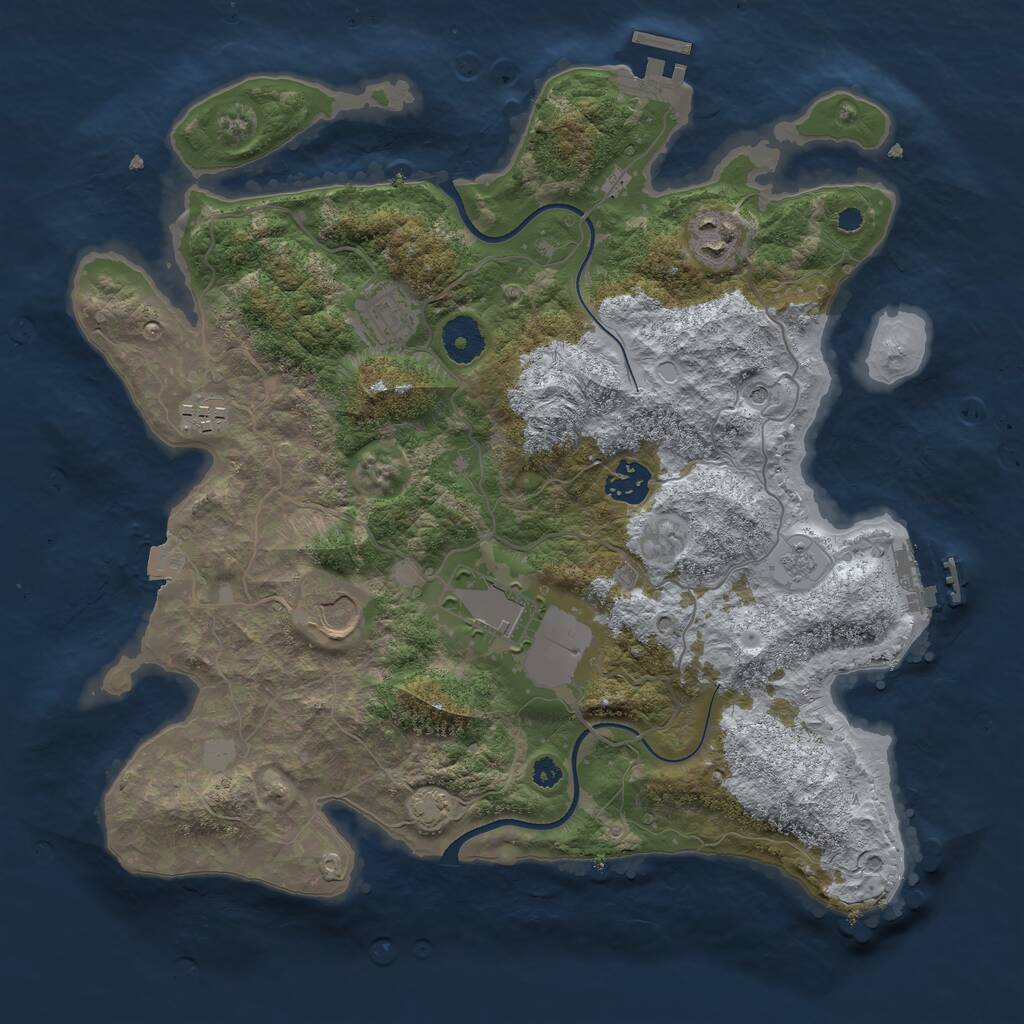 Rust Map: Procedural Map, Size: 3500, Seed: 596789, 12 Monuments